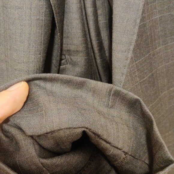 Strong Suit 38S 31w charcoal plaid slim fit tailored soft tailoring 100% wool - Picture 8 of 13